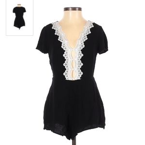 Forever 21 Black White Lace Romper Jumpsuit